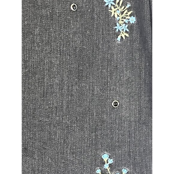 Retro Floral Denim Skirt Black M Embroidery Preppy Western Boho Hippie Indie 80s - Picture 4 of 10